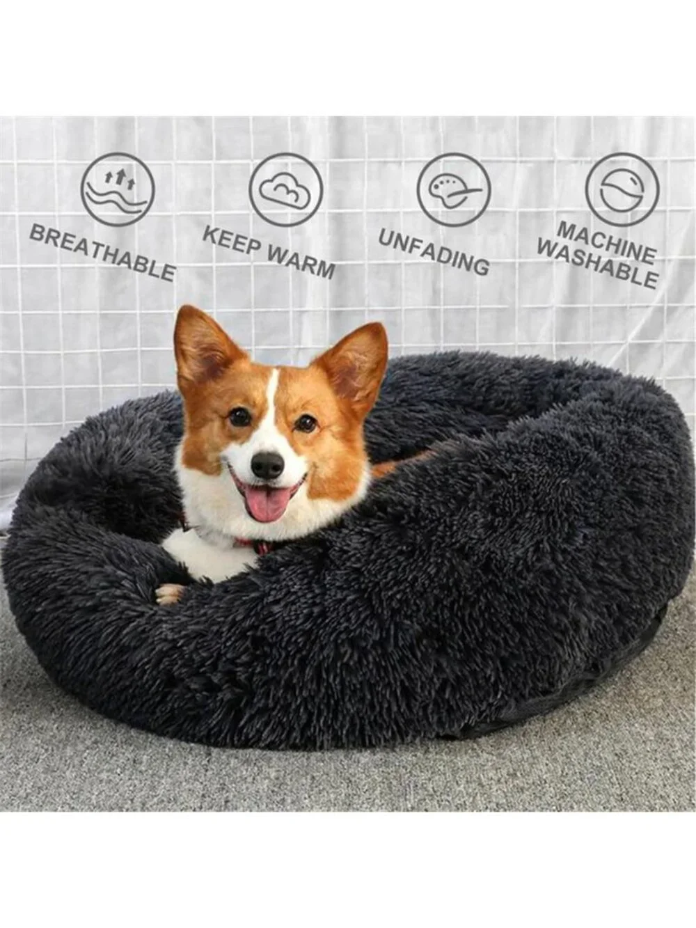 Calming Donut Pet Bed for Medium Dogs 32